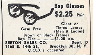 Bop glasses ad featured in  Uncompromising Expression: Blue Note: 75 Years of The Finest in Jazz by Richard Havers