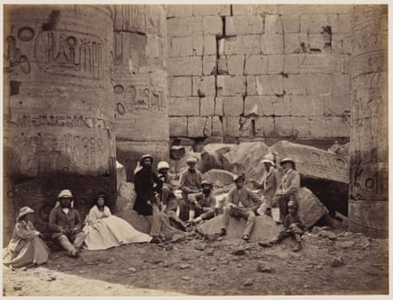 The Prince of Wales and party among ruins in Karnak in Thebes, Egypt, March 1862.