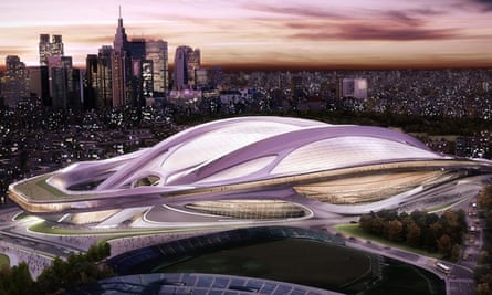 Zaha Hadid's original design for the Tokyo Olympic stadium, unveiled in 2012, which has since been scaled down by a quarter.