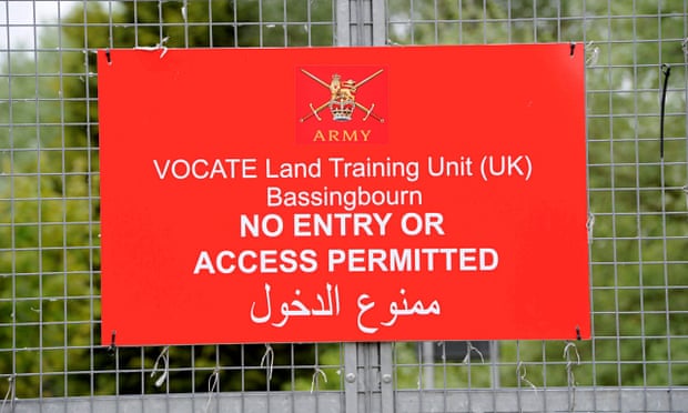 Sign on the fence at Bassingbourn barracks in Cambridgeshire