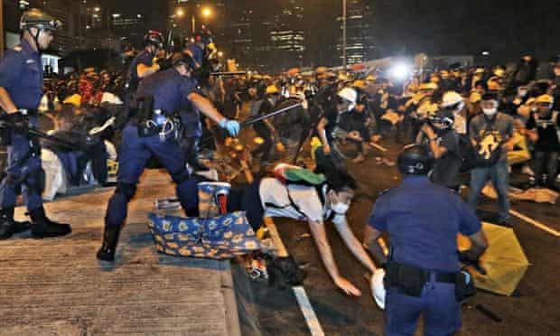Hong Kong protester police