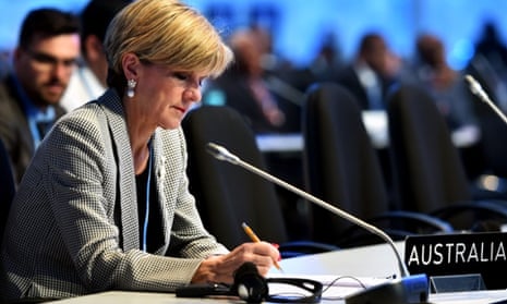 Australian Minister for Foreign Affairs Julie Bishop prepares for her speech to the United nations climate talks in Lima, Peru.