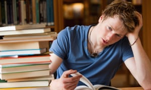 Tired student with book 