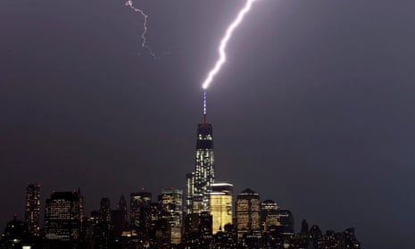 Lightning storm moving over New York
