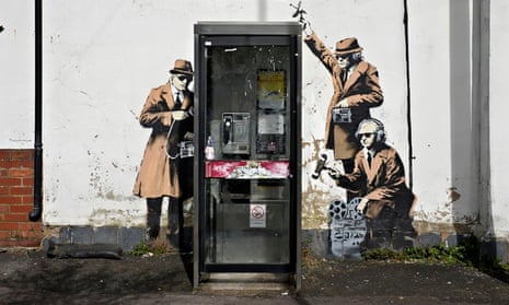Banksy spy booth mural