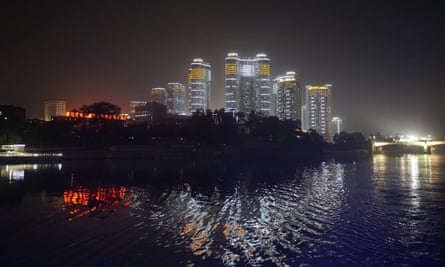 New buildings light up the skyline of Pyongyang. North Korea