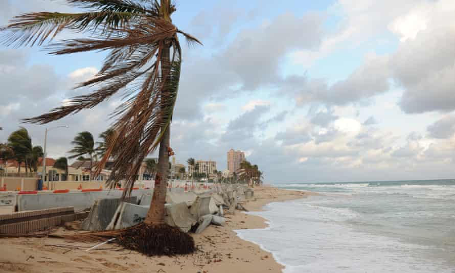 29 Nov 2012, Fort Lauderdale, Florida, USA --- Here is what's left of Fort Lauderdale Beach in Florida. What used to be a popular tourist destination for spring breakers and many others has now become a very small damaged beach and boardwalk seen here, due to beach erosion and the recent Hurricane Sandy. Pictured: Fort Lauderdale Beach