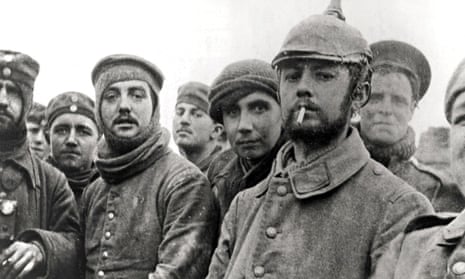 The first world war Christmas truce - British and German soldiers at Ploegsteert in Belgium