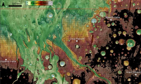 map showing landing sites on Mars