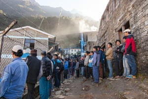 Lukla Airport. Many mountain guides wait outside Lukla airport early in the morning, waiting for clients to arrive. Branded as one of the most dangerous airports in the world, there are frequent aircraft accidents at Lukla, as well as regular flight cancelations due to dangerous weather.