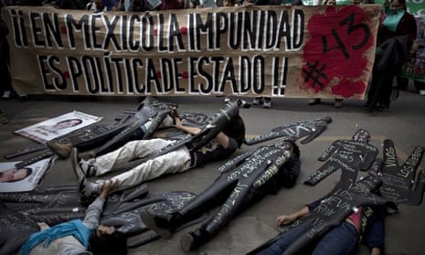 Activists protest in Mexico City over the missing 43 students  