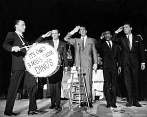 The Rat Pack: Frank Sinatra, Joey Bishop, Dean Martin, Sammy Davis Jr. and Peter Lawford, 1954.