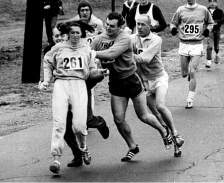 Katharine Switzer completed Boston in 1967 under entry number 26, five years before women were officially allowed to compete. Race official Jock Semple attempted to physically remove her.