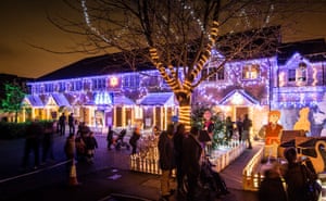 Andy McNab and his family have created a Christmas Lights extravaganza based on the animated film Frozen, outside the terrace of houses where he lives in Lowry Road, Dagenham, London