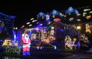 Christmas lights on the house of Malcolm and Wendy Molloy in Alcester Road, Bromsgrove