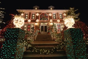 One of several houses decorated with hundreds of Christmas decorations in the residential neighbourhood of Dyker Heights in Brooklyn, New York. Brooklyn residents compete annually for the best Christmas decorations on their homes. Hundreds of tourists flock to see the thousands of Christmas lights that cover the neighbourhood