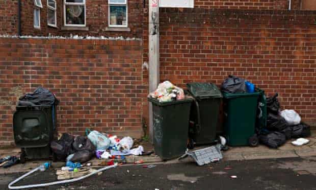 Overflowing bins in Newcastle upon Tyne