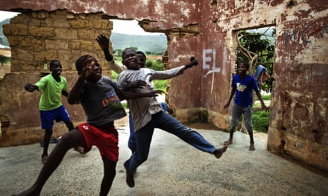 Children play football in Lubango, Angola, one of the the world's least-developed countries
