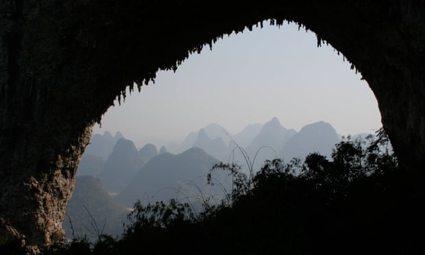 Entrance of a cave in near Yangshuo, Guangxi, China