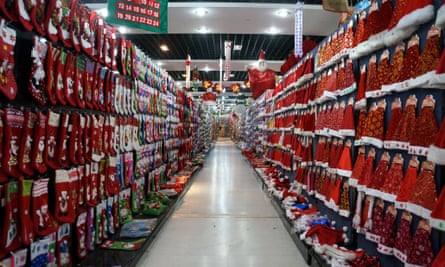 A Christmas corridor in District Two of Yiwu International Trade Market.