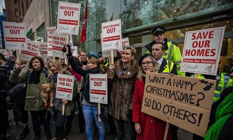 New Era estate campaigners protest outside Mayfair office of Westbrook Partners earlier this month