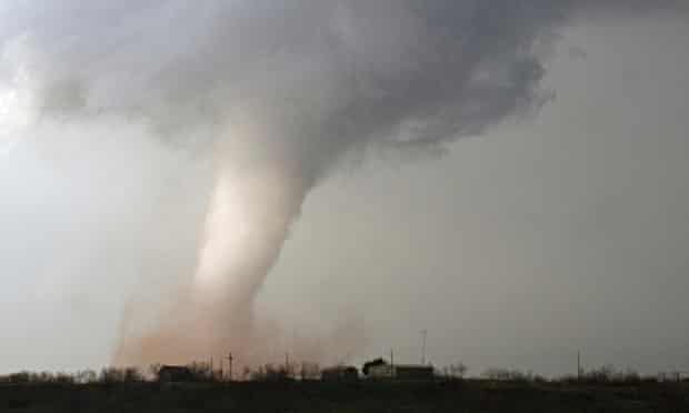 A tornado approaching homes in Texas