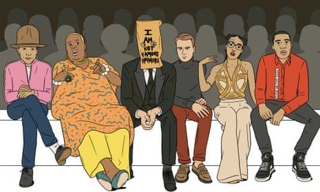  From left: Pharrell, Sandra, Shia, Dapper, FKA and Wiley. 