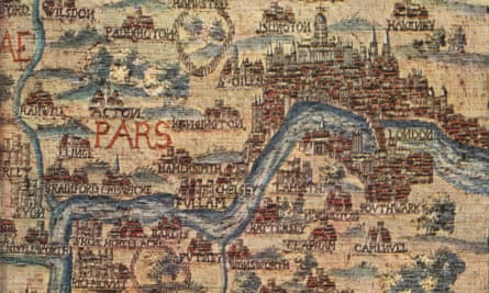 An English tapestry map of London, from the mid 17th century.
