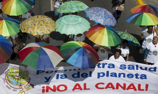 'No to the canal!' Nicaraguans earlier this month protest the proposed building of a canal through Nicaragua - one of the Chinese-backed projects mentioned in US researcher Evan Ellis's new book.