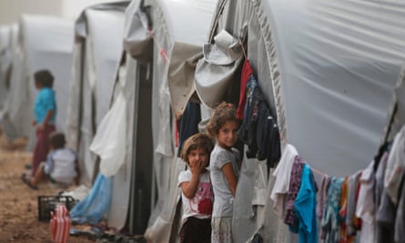 Syrian Kurdish refugee children at a refugee camp in Suruc, on the Turkey-Syria border.