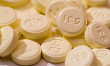 Close-up of methylphenidate (Ritalin) tablets.