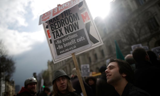 Protesters demonstrate against the bedroom tax.