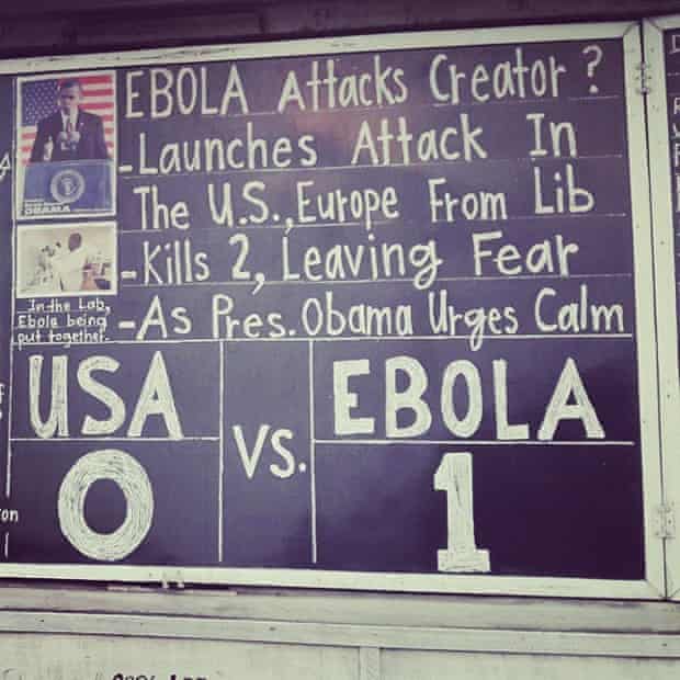 #Ebola Attacks Creators? The latest post on The Daily Talk, #Monrovia's favourite chalkboard newspaper reflects conspiracy theories that the US government deliberately introduced #Ebola to #Liberia #Eboladiaries @eboladiaries