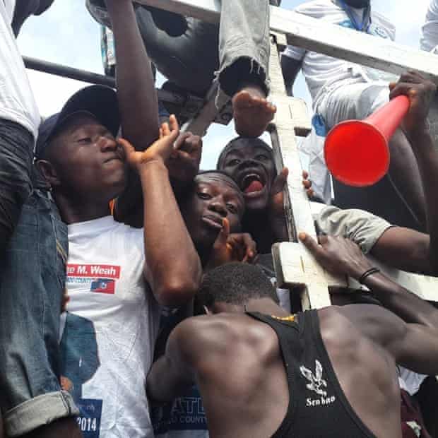 Keeping contact to a minimum during the Montserrado senatorial elections. George Weah launches his campaign earlier today. #Liberia #Ebolaisreal #Eboladiaries