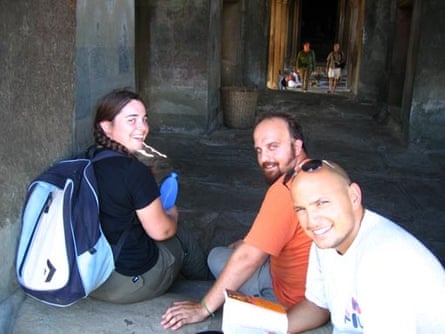 Andy Chaggar (centre) and Nova taken in Cambodia a few days before the Tsunami struck on 26 December, 2004