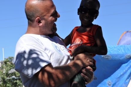 Andy Chaggar working with his charity, International Disaster Volounteers after the 2010 earthquake hit Haiti in 2010.  IDV spent eighteen months in Port-au-Prince and in that time welcomed almost 200 volunteers from nineteen countries