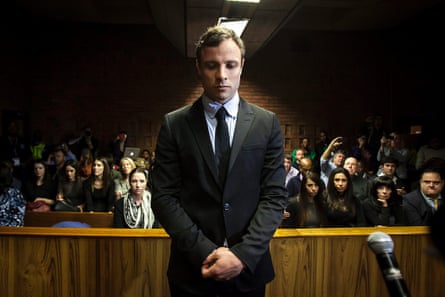 South African Paralympic athlete Oscar Pistorius in the Pretoria magistrates court.