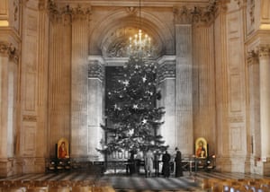 The Christmas tree in St Paul’s cathedral, London, which was brought from the royal estates at Windsor in 1950. St Paul’s will again be the centre of much festive activity this Christmas