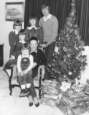 Spurs goalkeeper Pat Jennings with wife Eleanor  and children Siobhan, Patrick And Ciara get ready for Christmas at their Broxbourne home