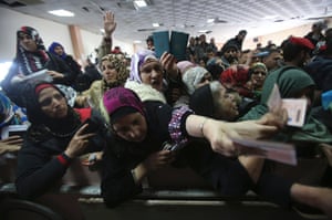 Gaza Strip Women present their passports as they ask for permits to cross into Egypt at the Rafah border. Egypt opened the Rafah border crossing on Sunday for incoming passengers from the Gaza Strip for the first time in almost two months