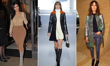 Kim Kardashian, a model on the Louis Vuitton catwalk and Alexa Chung in boots.