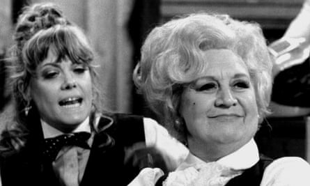 Wendy Richard, left, as Miss Brahms and Mollie Sugden as Mrs Slocombe in a 1983 episode of Are You Being Served? The series was written by Jeremy Lloyd and David Croft.