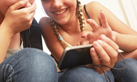 Girls using smartphone