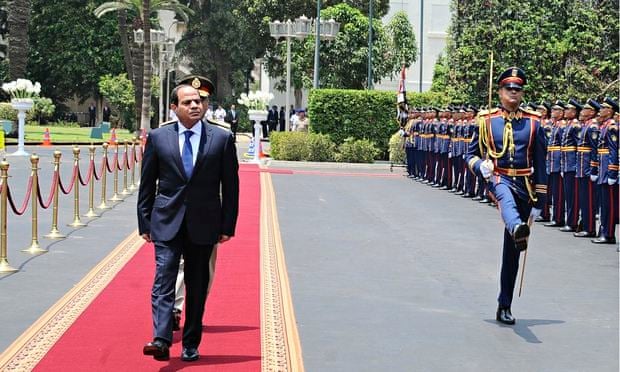 Abdel Fattah al-Sisi reviews guard of honour