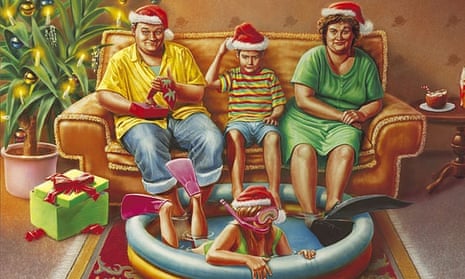 christmas family couch pool