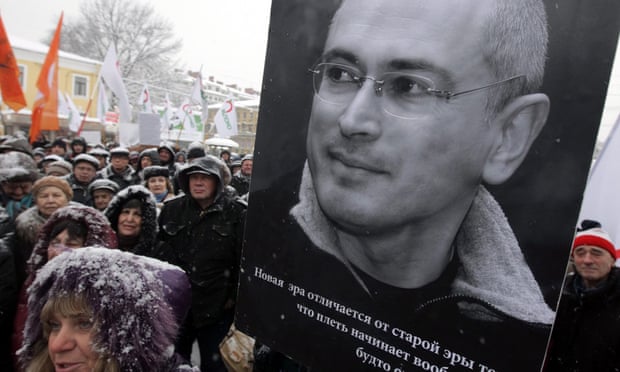 A rally of Khodorkovsky's supporters in St Petersburg, Russia, on 12 December 2010.
