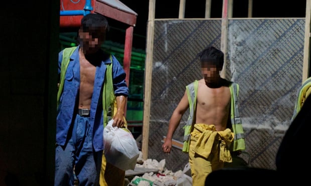 North Korean workers on a construction site in Qatar