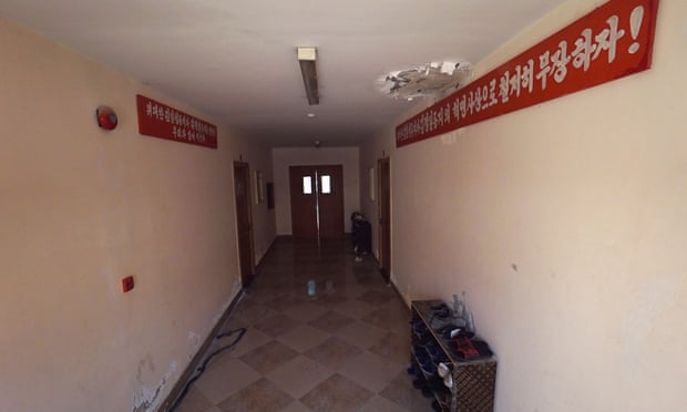 Signs in a labour camp used by North Korean workers in Qatar read, “Let us arm ourselves with the revolutionary ideals of our great Kim Il-Sung and Kim Jung-Il” and, “Our great Kim Il-Sung and Kim Jung-Il are with us forever”