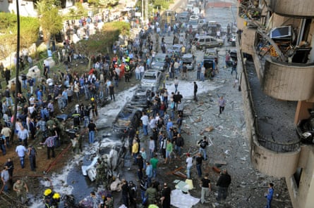 A general view of the scene after a number of explosions near the Iranian embassy in Beirut, Lebanon early on 19 November 2013.