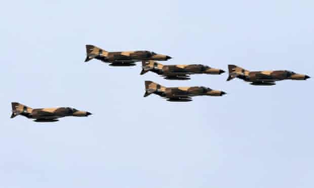 Iranian F-4 fighter jets fly during a military parade in April.